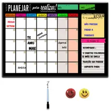 Quadro Lousa Planejador Mensal 40x60 Cm +2 ímãs e 1 caneta com borracha