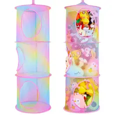 Brinquedo de pelúcia pendurado caixa de armazenamento-armazenamento rosa colorido três camadas