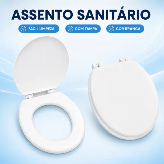 Assento para Vaso Sanitário Almofadado Oval Universal Branco Macio Confortável com Encaixe Fácil