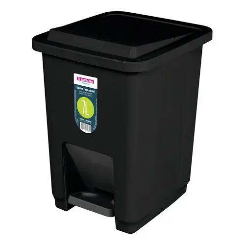 Lixeira Com Pedal 7l Plástica Preta Para Banheiro Cozinha Preto