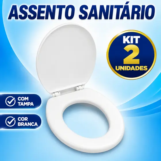 Kit com 2 Assentos de Vaso Sanitário Almofadados Formato Oval Universal Macios Brancos e Confortáveis