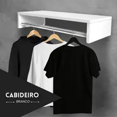 Arara De Roupas 60 cm Cabideiro Branco Preto Pendurador de Roupas Suspenso