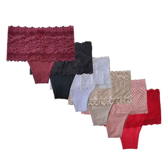 Kit 5 Calcinha Cinta Modeladora Renda Cintura Alta Conforto e Maternidade