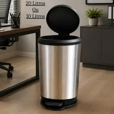 Lixeira Premium Visual Inox 10L 20L com Pedal Prática Resistente para Banheiro Cozinha Quarto Escritório