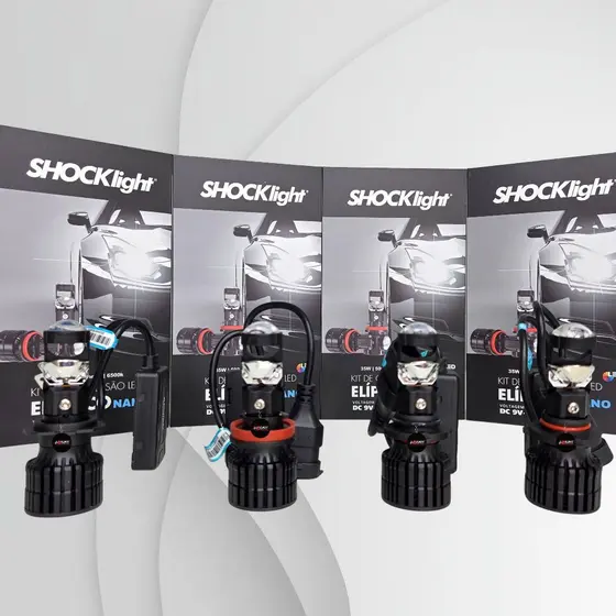 SHOCKLIGHT - Kit lampadas Ultra Led Conversão Projetor Elíptico Nano 35w 5000lm 12V 6500K