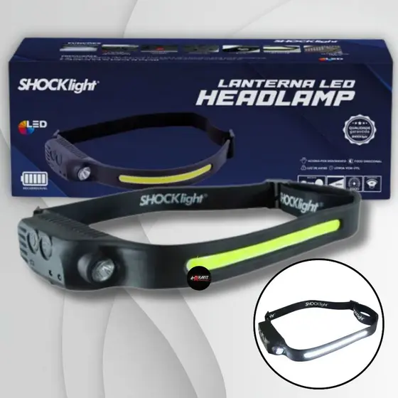 Shocklight - Lanterna Led Headlamp De Cabeça Mecânico Pesca Bike Acampar multifuncional