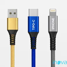 Kit 10 Cabos USB Reforçados 1m V8 , Tipo C com Adaptador , IPhone Inova Pronta entrega