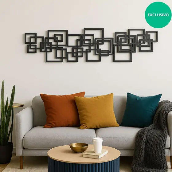 Quadro Sala Grande Moderno e Abstrato para Decoração  Escultura de Parede em MDF Minimalista