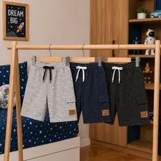 Kit 3 Peças Bermudas Moletom Infantil e Juvenil Sortidas