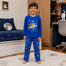 Kit 2 Conjuntos de Pijama Sortido Brilha no Escuro Infantil Menino Inverno Roupa Infantil Masculina