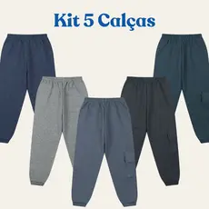 Kit 3 Calças de Moletom Lisa infantil e juvenil escolar uniforme P.A. Bebê
