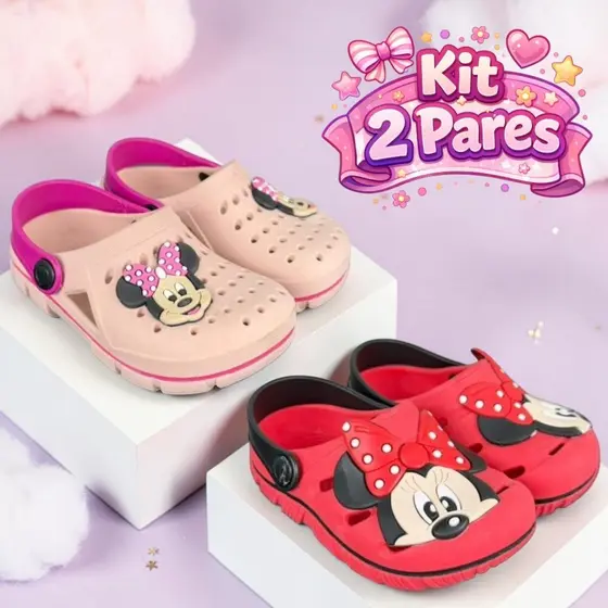 Kit 2 Pares Babuche Infantil Menina Leve e Delicado