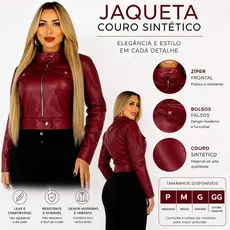 JAQUETA COURO FEMENINA / ZIPER METAL