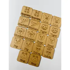 Jogo da Memória Animais em Inglês Pedagógico Crianças Mdf Cru 2,8mm * - *