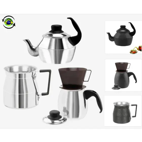 KIT CHALEIRA BULE 3 PÇ FERVEDOR AGUA CHÁ CAFE