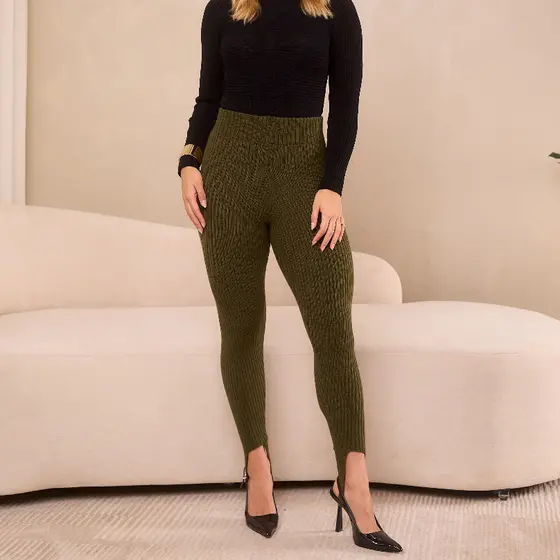 Calça Leging Feminina de Pezinho Canelada Cintura Alta Tricot Modal Zero Transparência Moda Inverno