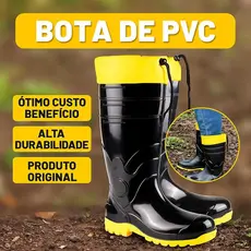 Bota de PVC Impermeável Cano Alto, Cano Médio ou com Polaina Modelos Profissionais Alta Durabilidade