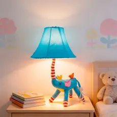 Luminária Infantil Elefante Safari Abajur Azul Quarto Bebê Criança Luz Noturna Decorativo