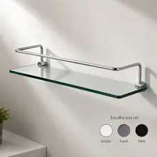 Porta Shampoo Prateleira Suporte Para Banheiro Reto Vidro 6mm Várias Cores 30cm