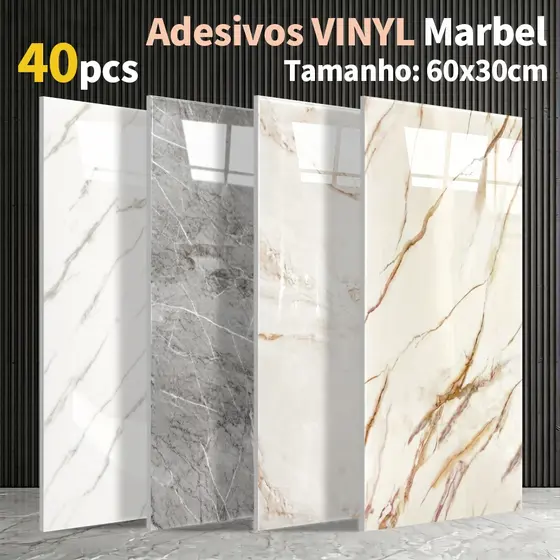 KIT40/30 Placa Adesiva 3d Mármore De Parede Relevo Lavável 30cm X 60cm