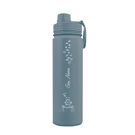 Garrafa Térmica Fresh Personalizada Com Alça Fine Lines Book Flowers Com Nome