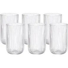 Jogo com 6 Copos de Vidro Canelado 450ml Copo Alto Transparente Elegante para Mesa Posta Moderna