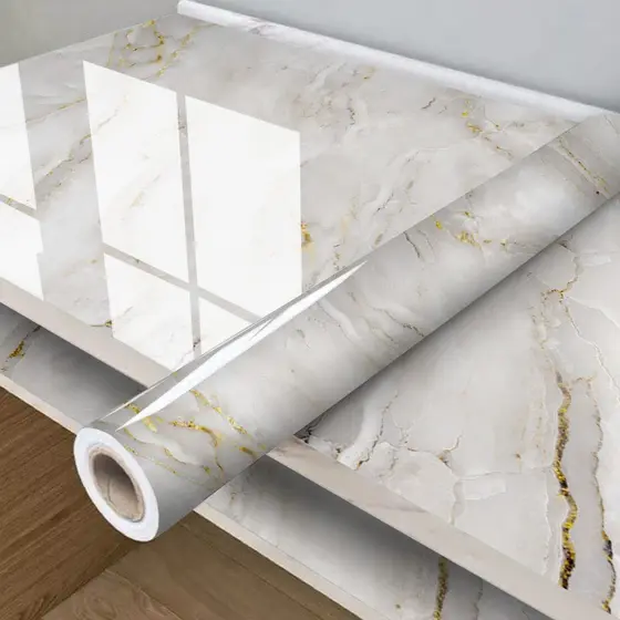 Papel Parede Mármore Dourado Premium Impermeável Cozinha Resistente Ao Calor