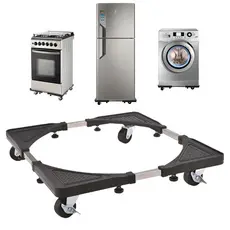 Suporte Inox p/ Geladeira, Máquina de Lavar e Fogão c/ Rodinhas 54x54cm