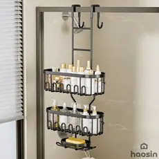 Aço carbono Suporte de Banheiro  – Prateleira para Shampoo, Saboneteira e Ganchos