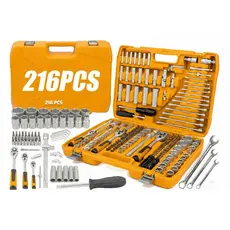 Jogo Soquetes Catracas Ferramentas Kit Chave 61-216 Peças Completa Oficina Master Maleta
