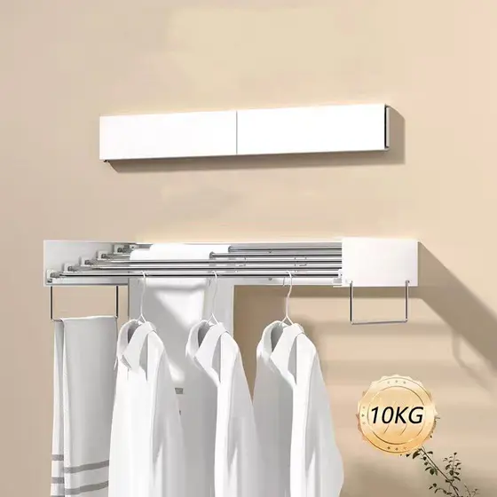 100/80 cm Varal de Parede Mágico Retrátil Dobrável Todo de Alumínio Grande GEELE