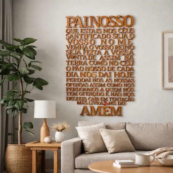 Oraçāo Pai Nosso Quadro Decorativo Religioso Em MDF Para Quarto Cozinha Sala Lembrança