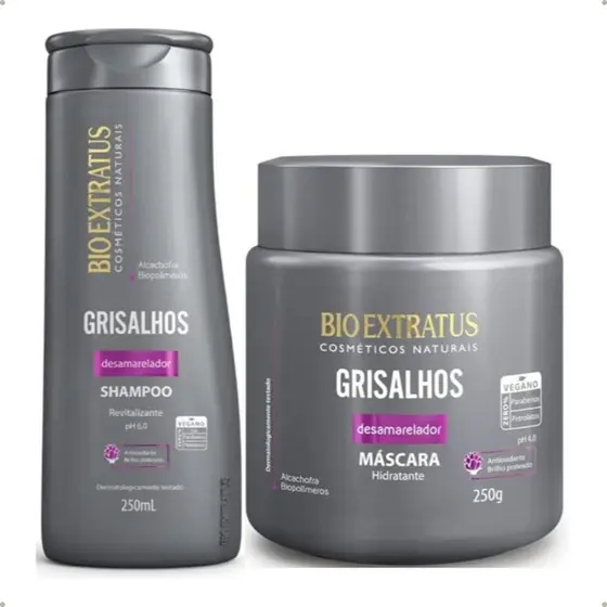 Kit Desamarelador Bio Extratus Grisalhos - Shampoo E Máscara