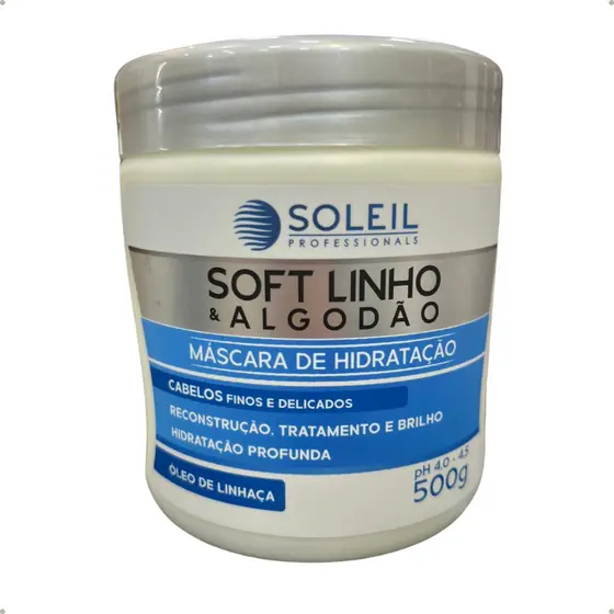 Máscara De Tratamento Profissional Soft Linho Para Cabelos Finos E Delicados Soleil 500g