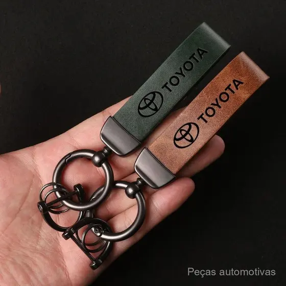 Chaveiro de Carro de Couro Genuine de Luxo, Presente Personalizado para Toyota Fortuner Corolla C-HR Vios Hilux GT Yaris