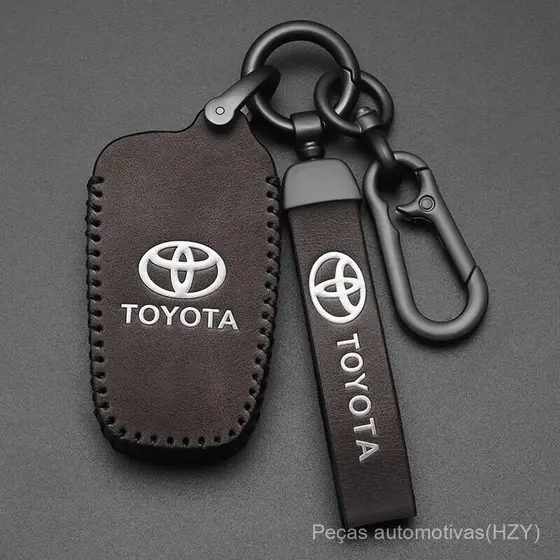 Capa de Couro para Chave Inteligente de Carro, Bolsa de Controle Remoto, Chaveiro para Toyota Corolla Altis Cross RAV4 C