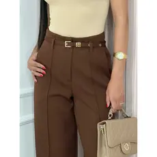 Calca Pantalona Feminina Alfaiataria premiu Social com Cinto em capado da mesma cor da Calça