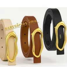 kit 3 cinto feminino com fivela dourado moda 2026