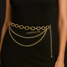 Cinto Corrente Feminino Oval com 2 Corrente Fino da Moda