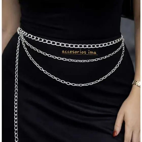 Cinto Feminino Corrente com 3 Camadas Moda Gringa