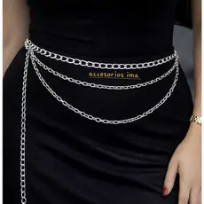 Cinto Feminino Corrente com 3 Camadas Moda Gringa