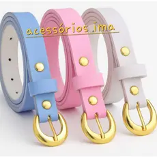 kit 3 cinto feminino fivela dourado infantil