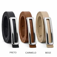 Kit com 3 Cintos Femininos da Moda com Fivela Prata
