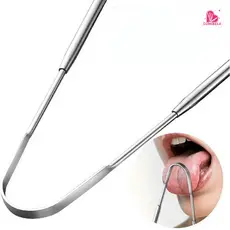 Kit 2 em 1 Limpador de Língua de Aço Inoxidável para Eliminar o Mal Hálito e Promover Higiene Bucal Diária