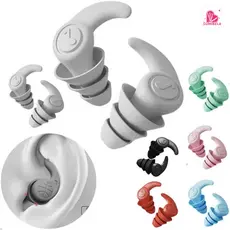 Tampão Ouvido Silicone 3 Camadas Antiruído Par Reutilizável para Dormir Estudar Nadar Trabalho Protetor Auricular