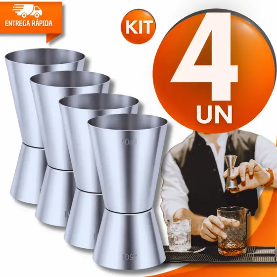 Combo Dosador Bebidas Drinks Vodka Whisky Gin 25ml E 50ml Barmen Aço Inox Multiuso Utensílios