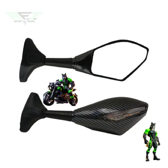 Retrovisor Com Pisca Seta Led Rebatível Universal Para Motos Carenadas Carbono