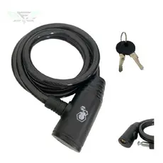 Trava Cabo De Aço 1,20m Cadeado Segurança Bike Moto Com Chave Espiral Anti-Roubo Com suporte