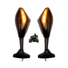 Retrovisor Com Pisca Seta Led Rebatível Universal Para Motos Carenadas