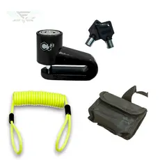 KIT TRAVA DE DISCO CADEADO PARA MOTO COM CABO LEMBRETE E BOLSA DE BRINDE